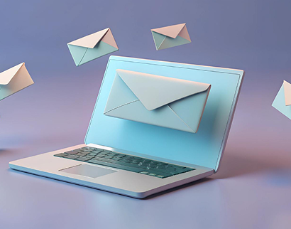 Laptop with floating envelopes